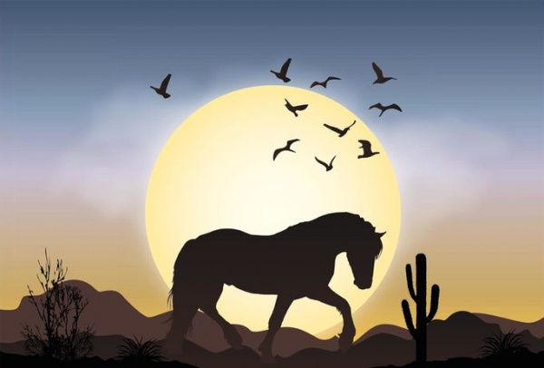 Horse Landscape Silhouette Illustration