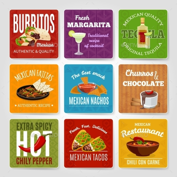 Mexican Food Labels Set