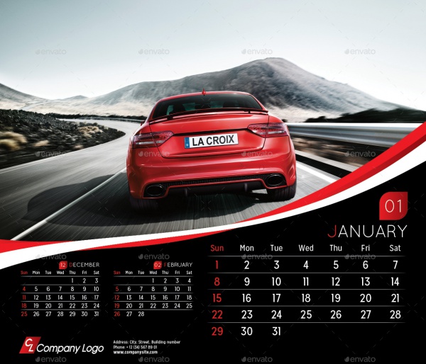 Monthly Desk Calendar Design