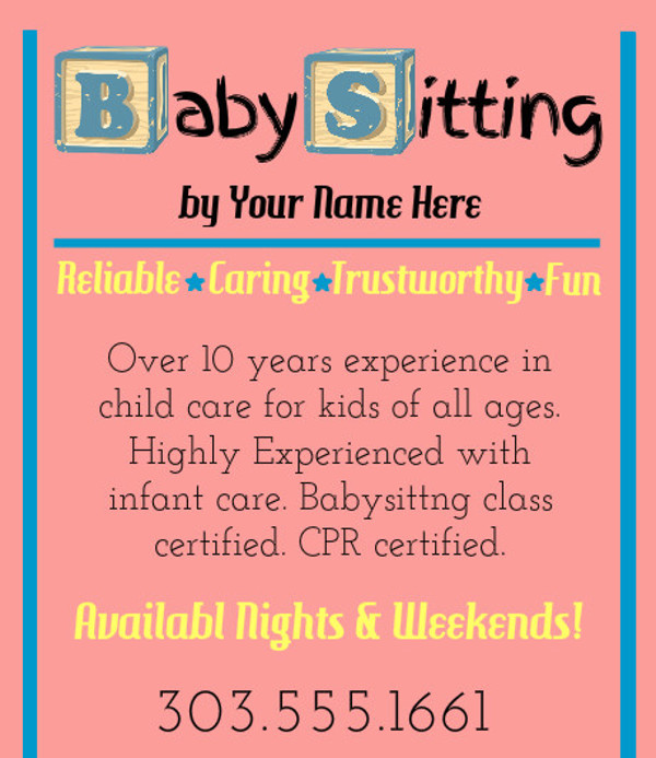 How To Make Babysitting Flyers Free Resume Templates