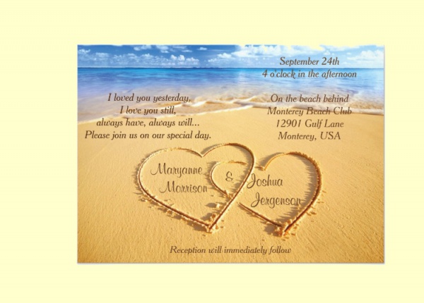 Name card in Hearts on the Beach
