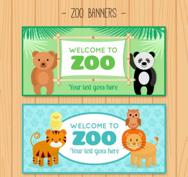 Nice animals welcome to zoo banners