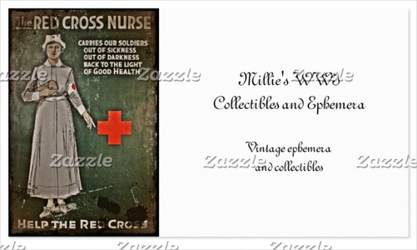 Nurse Requesting Donations WWI Business Card