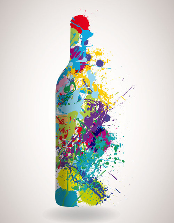 Oil Watercolor Wine Bottle Vector