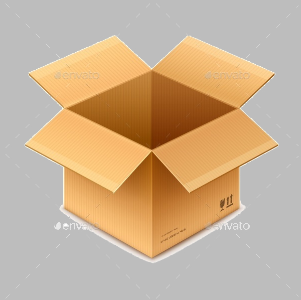 Open Box Cardboard Package Isolated