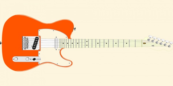 Orange Guitar Music Vector