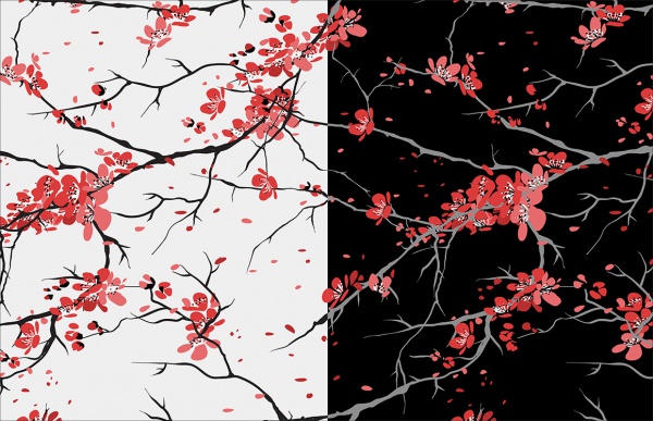 Outline Cherry Blossom Pattern