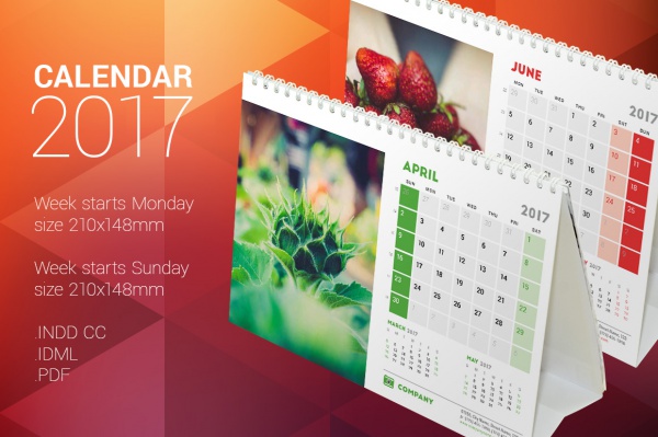 Photo Desk Calendar 2017 Template