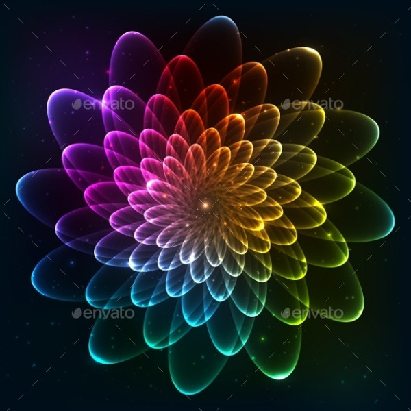 Rainbow Colors Vector Cosmic Flower