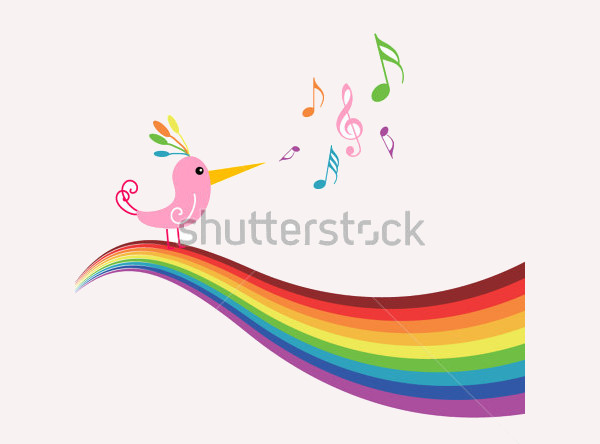 Rainbow Singing Bird Vector Design