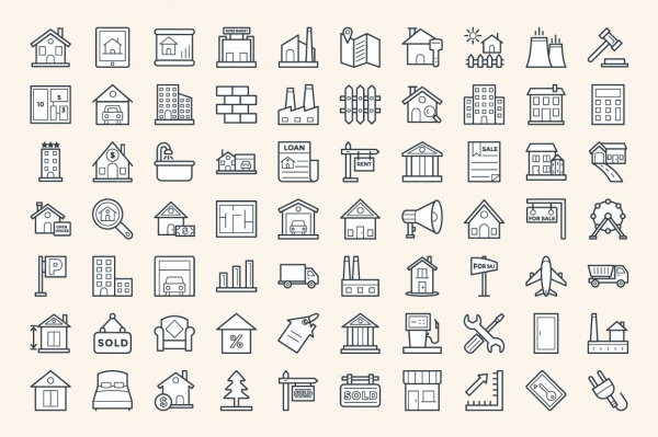 Real Estate Vector Transparent Icons