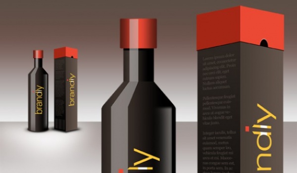 Realistic Wine Bottle Package Design