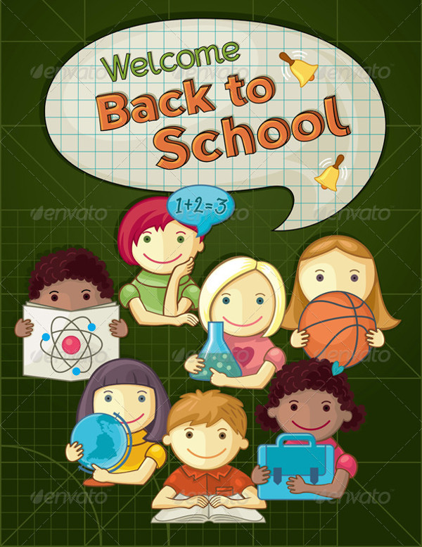 School Concept Illustration with Kids