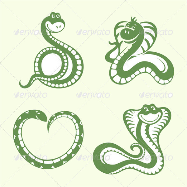 Set of Green Vector Snakes