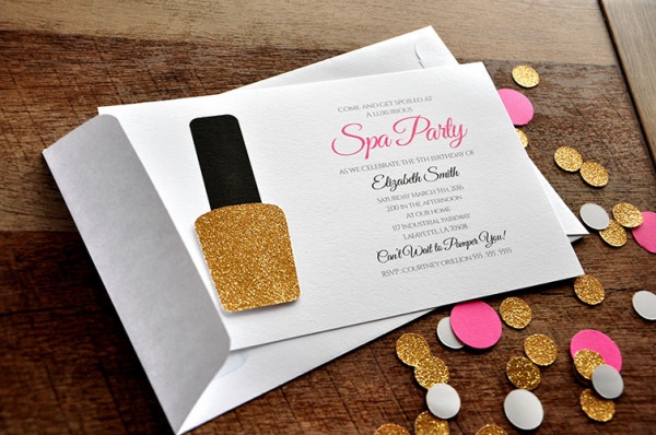 Spa Party Invitations and Envelopes
