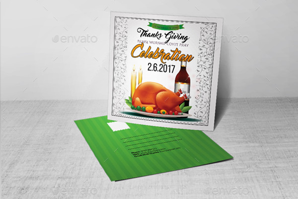 Square Thanksgiving Invitation Postcard