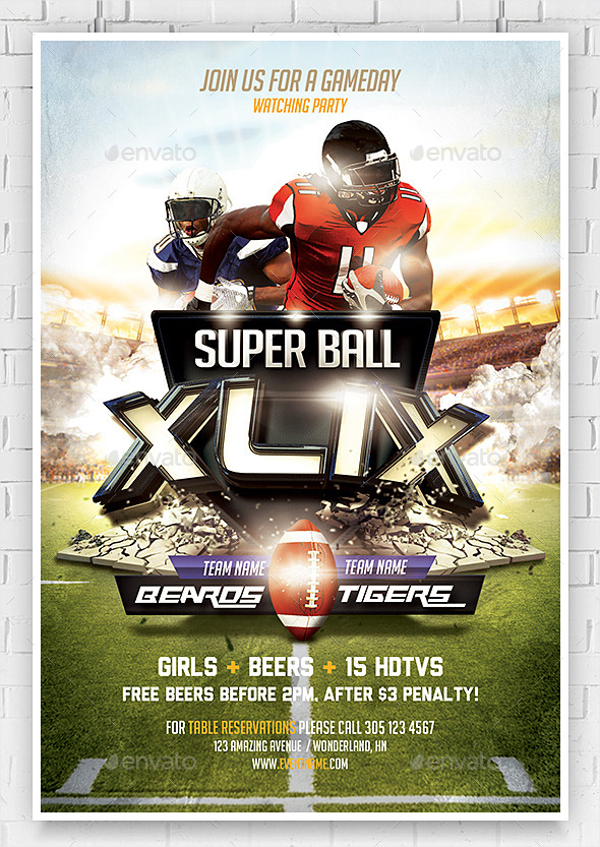 Super Ball Football Flyer Invitation