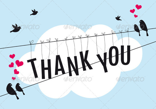 Thank You Banner with Birds In the Sky