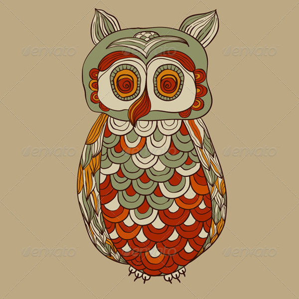 Vector Bizarre Funky Owl