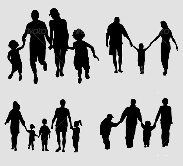 Vector Illustration of Family Silhouettes