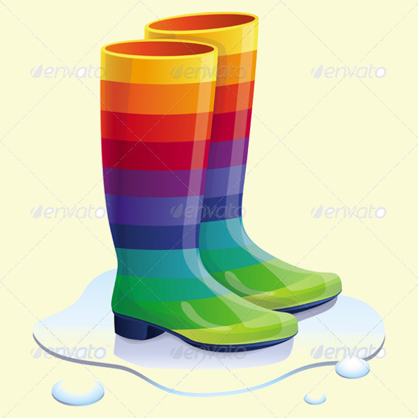 Vector Rubbers Boots in Rainbow Colors