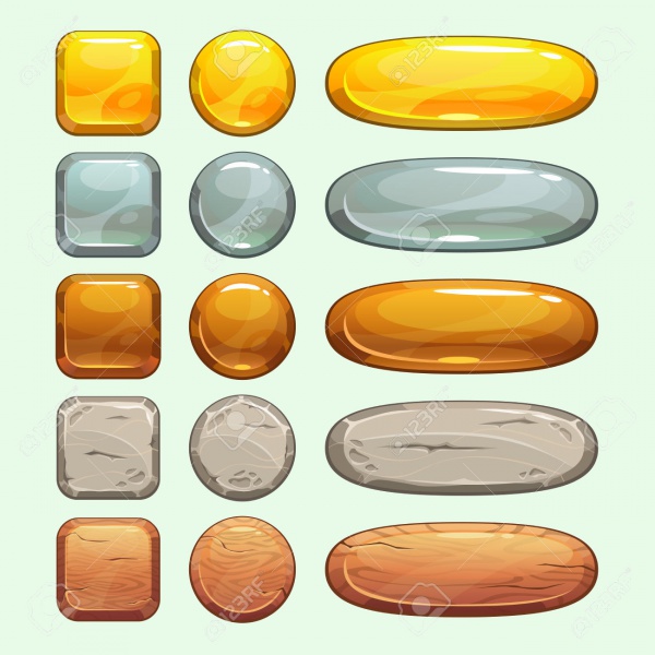 Vector Stone Glossy Buttons Set