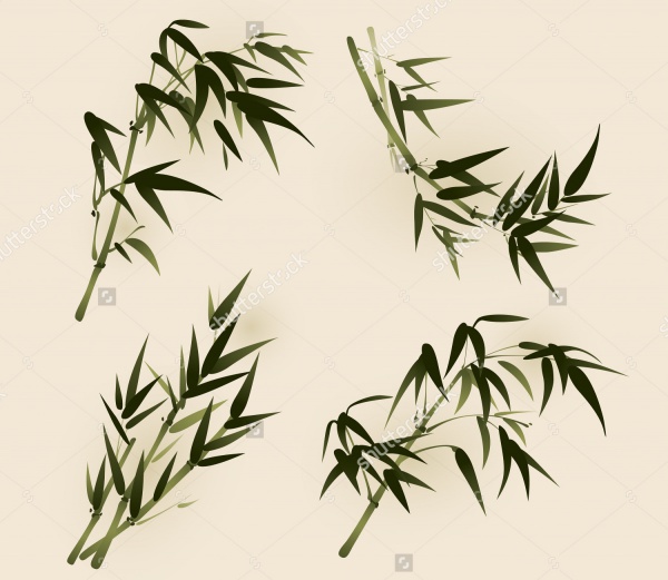 Vectorized Oriental Style Bamboo Brushes