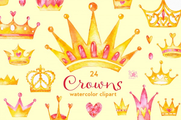Watercolor King Crown Clipart