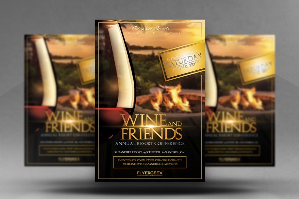 Wine & Friends Flyer Design Template