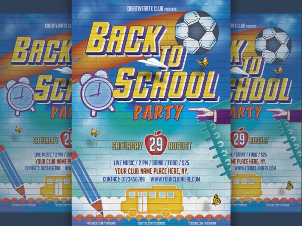 Editable Back to School Party Flyer