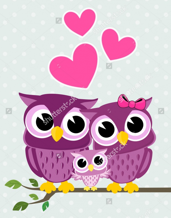 cute owls couple Vector