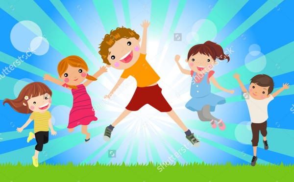 happy jumping kids Illustration