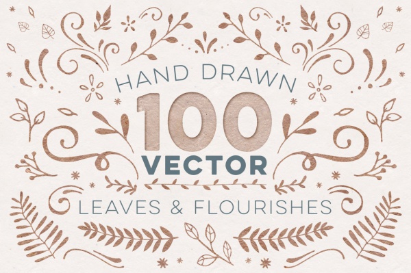 100 Flourish Leaves Vector