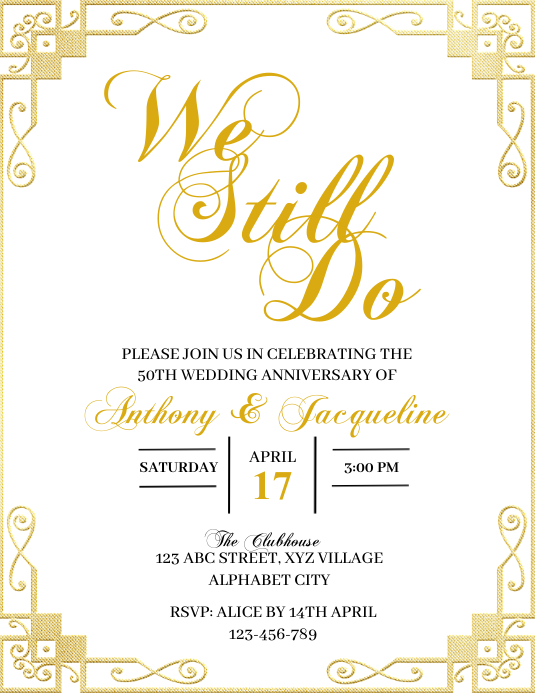 50th Wedding Anniversary Invitation Template