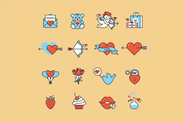 Anniversary Flat Vector Icons