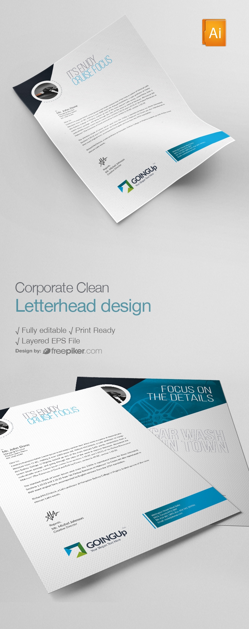 Auto Detailing Services Letterhead Design