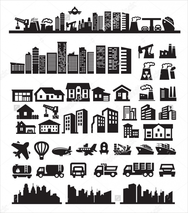 Black Colored City Icons