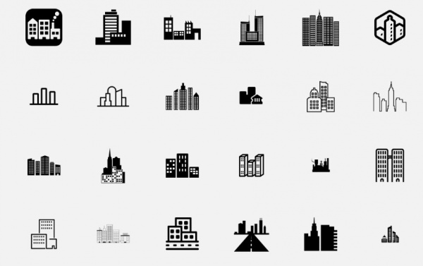 Black Shaded City Icons