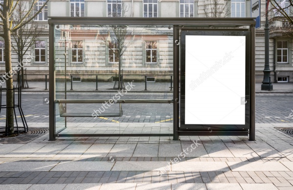 Blank Bus Stop PSD Mockup