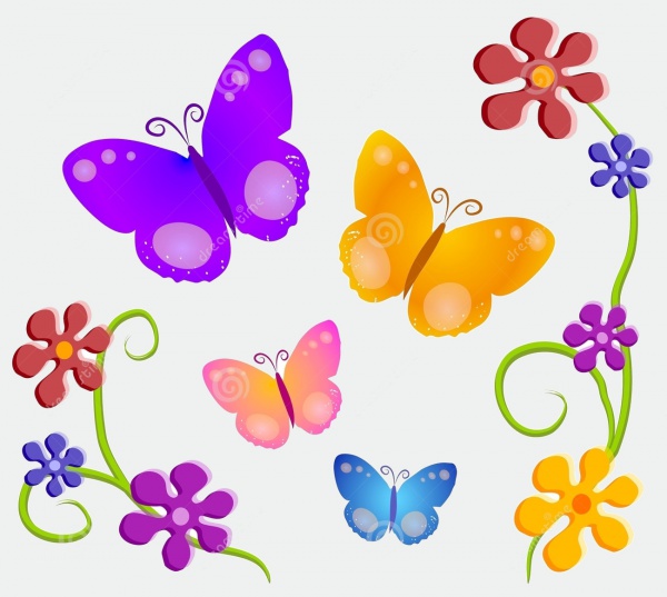 Butterflies Flower Clip Art