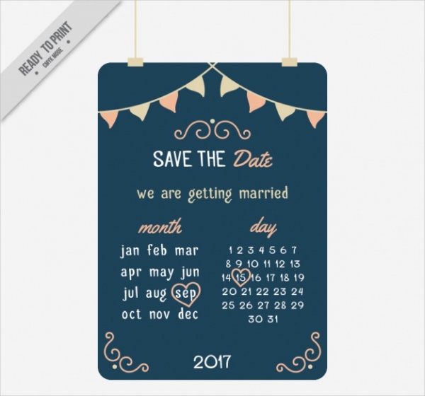 Decorative wedding card calendar