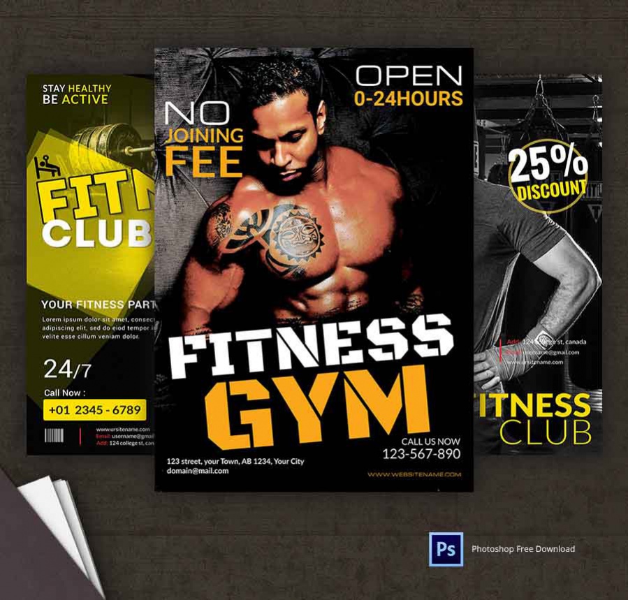 downloadable free fitness gym flyer