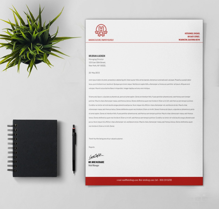 exclusive hotel holiday letterhead