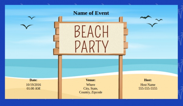 Free Beach Party Invitation