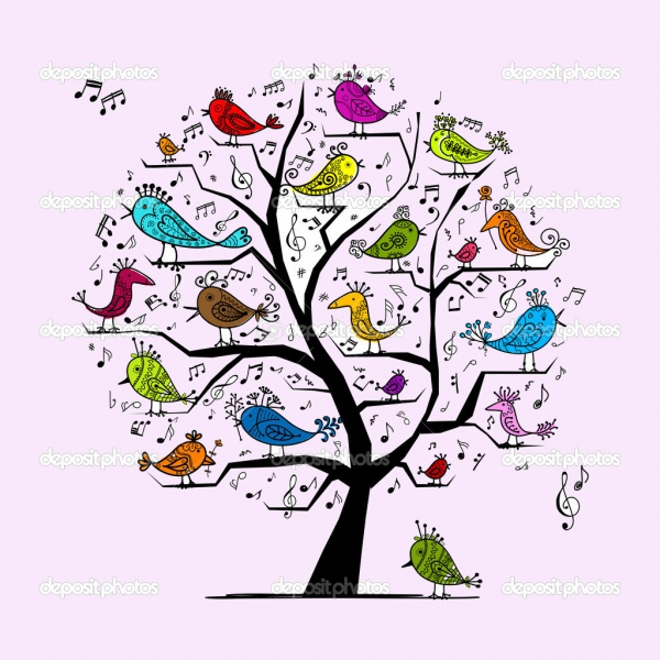 Funny Tree Music Clipart