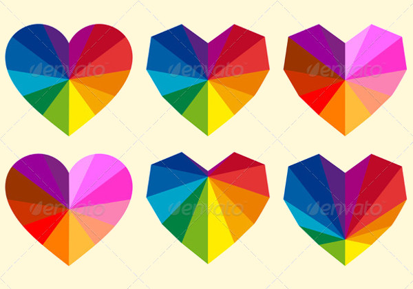 Geometric Hearts Vector Set
