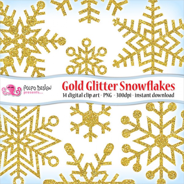 Gold Glitter Snowflakes clipart