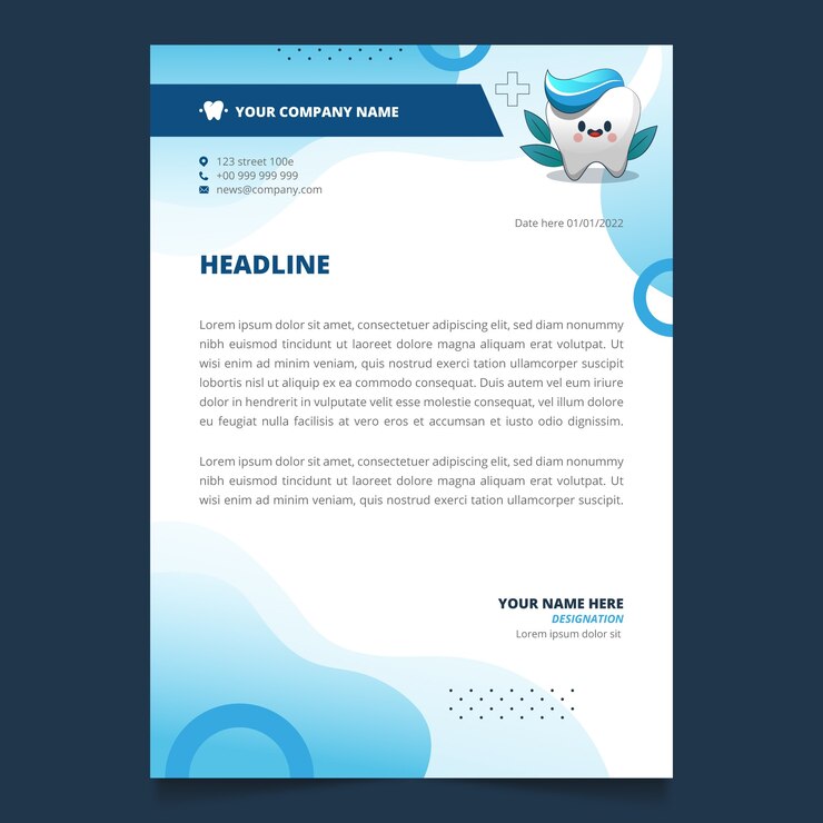 Gradient Dental Clinic Letterhead Template