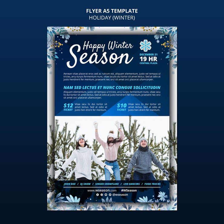 Happy Winter Holiday a5 Flyer Template