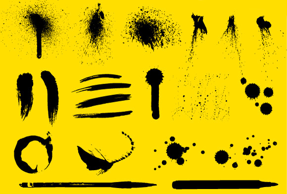 Ink and Paint Splatters Vector